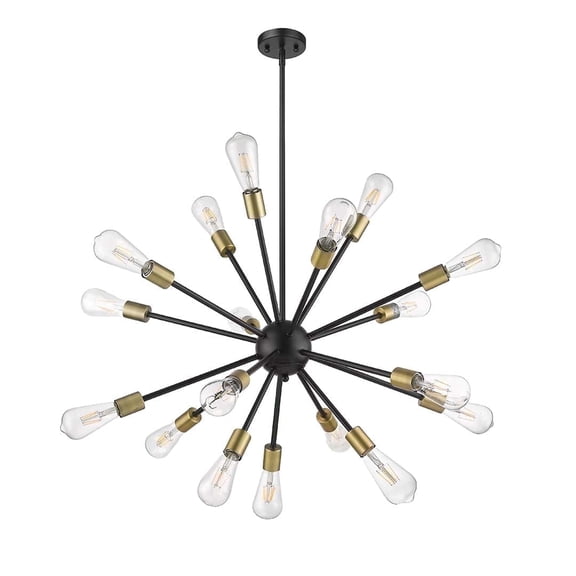 Vivio Lighting Odyssey 18 Light Modern Matte Black and Gold Sputnik Chandelier