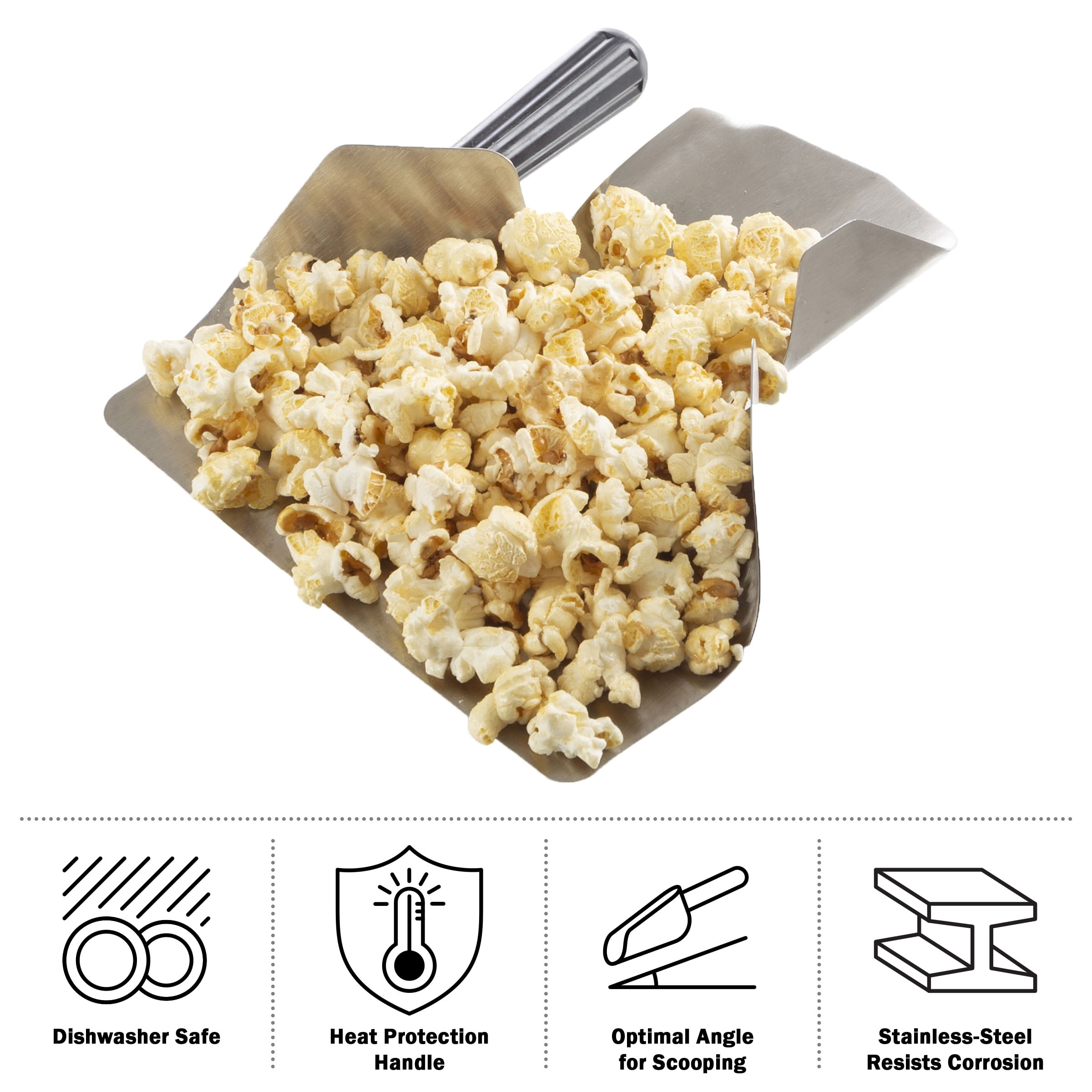 Popcorn Scoop and Seasoning Shaker Set – 2-Piece Stainless-Steel Serving Accessories Kit with Scooper and Saltshaker Dredge by Great Northern Popcorn