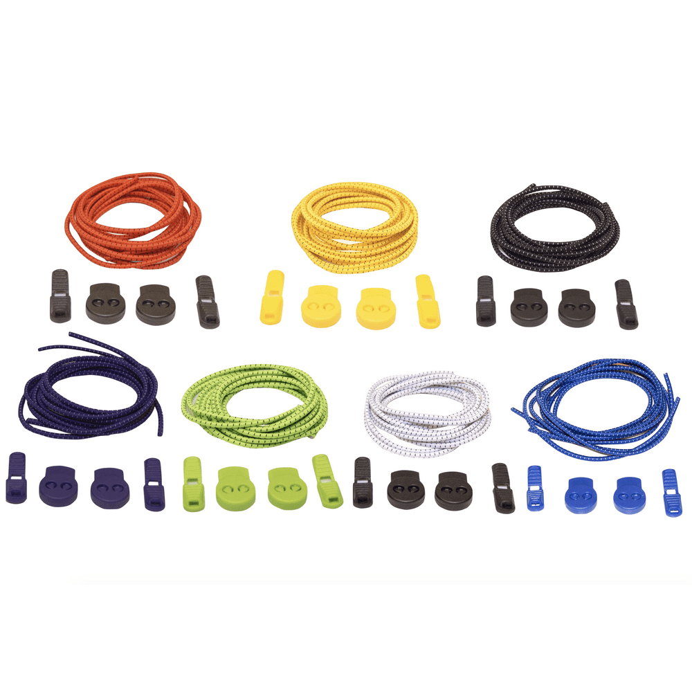 No Tie Elastic Shoelaces 7 Pairs Stretch in 7 Colors 39" Laces with