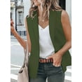 thumbnail image 5 of Women'S Sleeveless Blazer Vest Casual Open Front Single Button Summer Jacket with Pockets Army Green XXXL, 5 of 6