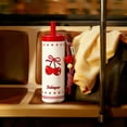 thumbnail image 6 of Sidagar 24 oz Ceramic Lined Insulated Water Bottle with Straw and Carry Strap, Cherry Red, 6 of 9