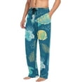 thumbnail image 5 of Men's Pajama Pants with Pockets Sleepwear Lounge Pants Stretch Casual Fish Turtle Jellyfish Corals Ocean Animals, 5 of 7
