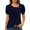 Navy, variant on Womens Tee Short Sleeve Button Down Collar Loose Fit Solid Color Y2K Tops,Pink,S
