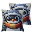 thumbnail image 2 of Acheng Cute Penguin Print Stylish Pillow Covers-Sofa Pillow Cover,Car Cushion Cover-Set of 2,Elevate Home Decor White, 2 of 6