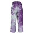 thumbnail image 5 of SELONE Casual Pants for Women with Pockets Mid Waist Plus Size Lounge Pants Full Length Trouser Loose Long Beach Pants Pull on Straight Lightweight Comfy Purple 2XL Tall Breathable Summer Clothes, 5 of 5