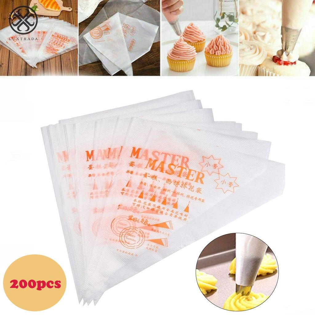Luxtrada 200Pcs Icing Piping Decorator Bags Plastic Disposable