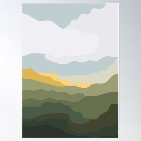 Decor Wall Art Sticker Print Poster Nature Mountains Meadow Waves Landscape T-Shirt Tees Design Poster Wall Art Modern Wall Decor For Living Room Bedroom 8x12 UNFRAMED