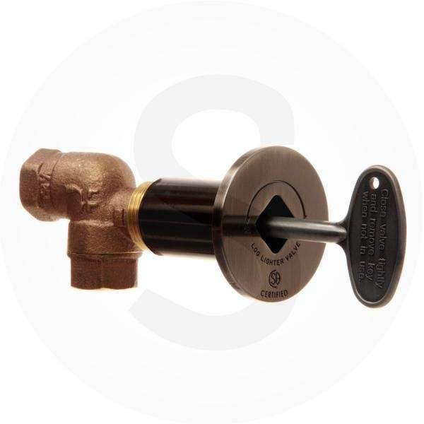 HPC 1/2" Angled Gas Fire Pit Shut Off Valve Kit, Pewter Flange/Key
