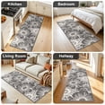 thumbnail image 3 of Findosom Runner Rug for Hallway 2x6 ft,Non-slip Machine Washable Runners Flower Floor Mats Low Pile Carpet Rug Runner with Rubber Backing for Entryway Doormat Bathroom Kitchen Laundry Room,Gray, 3 of 8