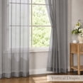 thumbnail image 5 of OVZME Charcoal Grey Sheer Curtain 2 Panels 84 Inch Length, Rod Pocket Voile Window Drapes for Living Room Bedroom, Each 52x84 Inch, 5 of 9