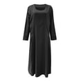 thumbnail image 4 of TAIAOJING Women's Long Sleeve Dresses For 2022 Fashion Casual Solid Cotton Linen With Pocket Loose Maxi Fall Clothes Dress Vestido De Mujer, 4 of 5