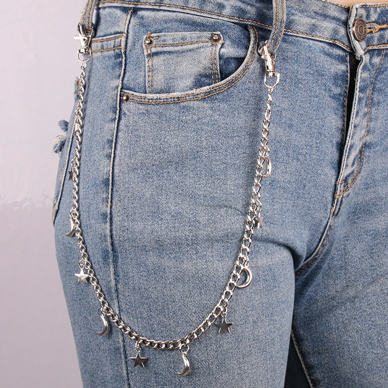 Coxeer Jeans Chain Moon Star Hip Hop Alloy Wallet Chain Trousers Chain for  Women & Men