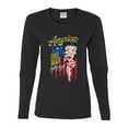 thumbnail image 2 of Wild Bobby Betty Boop America Land of the Free Home of the Brave Betty Boop Womens Long Sleeve T-Shirt, Black, Small, 2 of 5