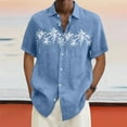 thumbnail image 2 of Lumtrix Hawaiian Bowling Shirts for Men Short Sleeve Printed Regular Fit Summer Beach Casual Button Down Shirts Blue 3XL, 2 of 5