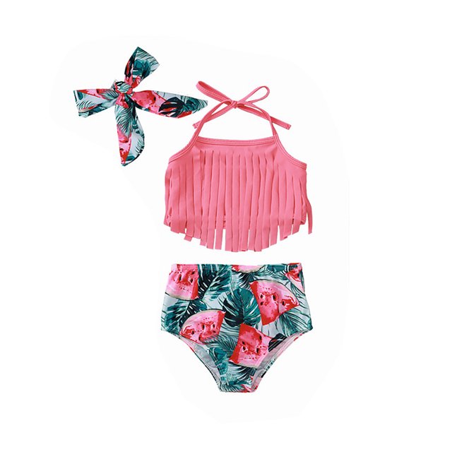 HAWEE Maillot de Bain Bébé Fille Mignon Triangle à Franges Bikini Tankini 2 Pcs Maillot de Bain Filles