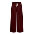 thumbnail image 6 of Yteetum Yoga Pants for Women Plus Size Drawstring Mid Waisted Straight Wide Leg Yoga Pant Womens Casual Solid Oversized Loose Comfy Gym Workout Sport Yoga Trousers with Pockets, 6 of 7