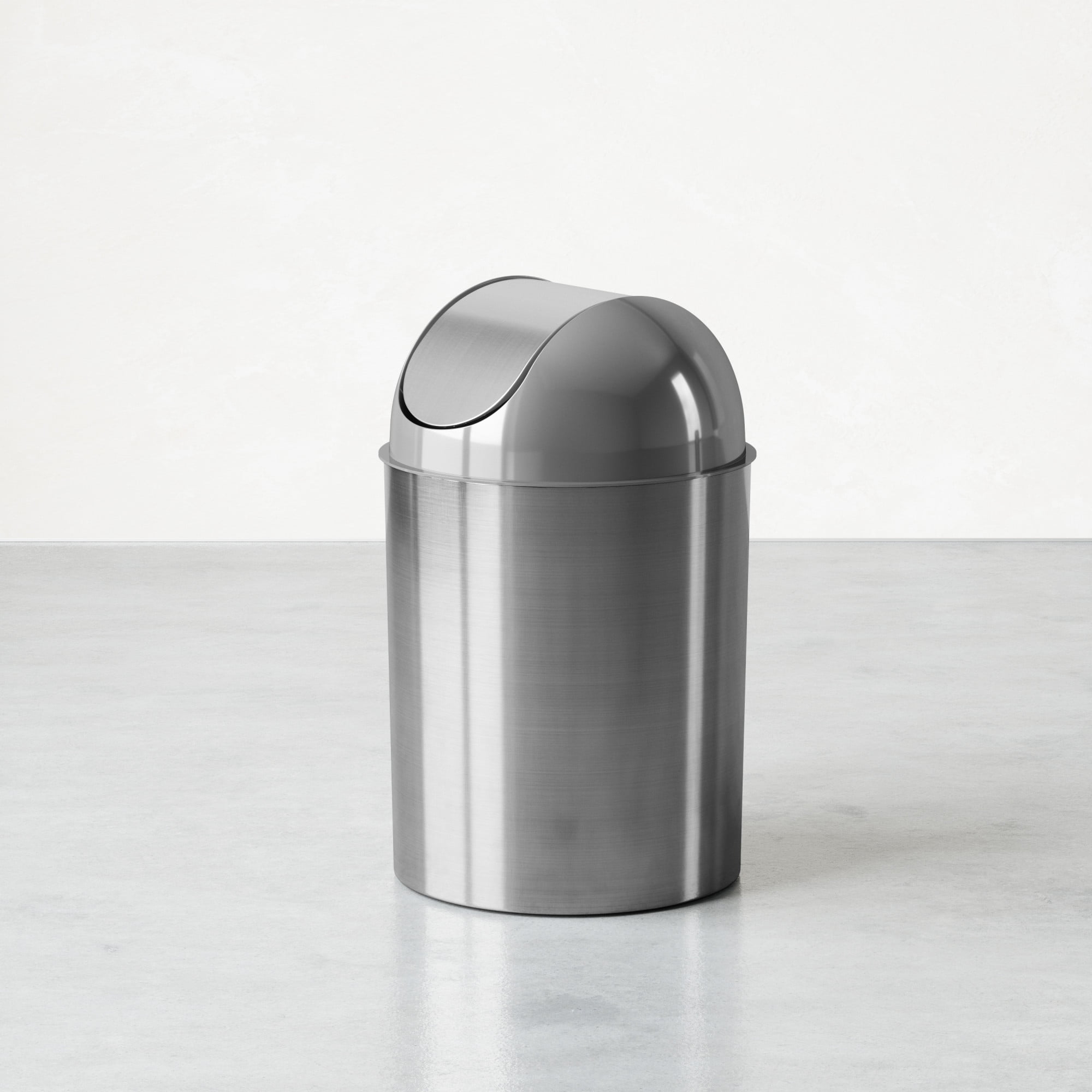 Umbra 2.5 Mezzo Plastic Swing Top Lid Bathroom Trash Can, Silver