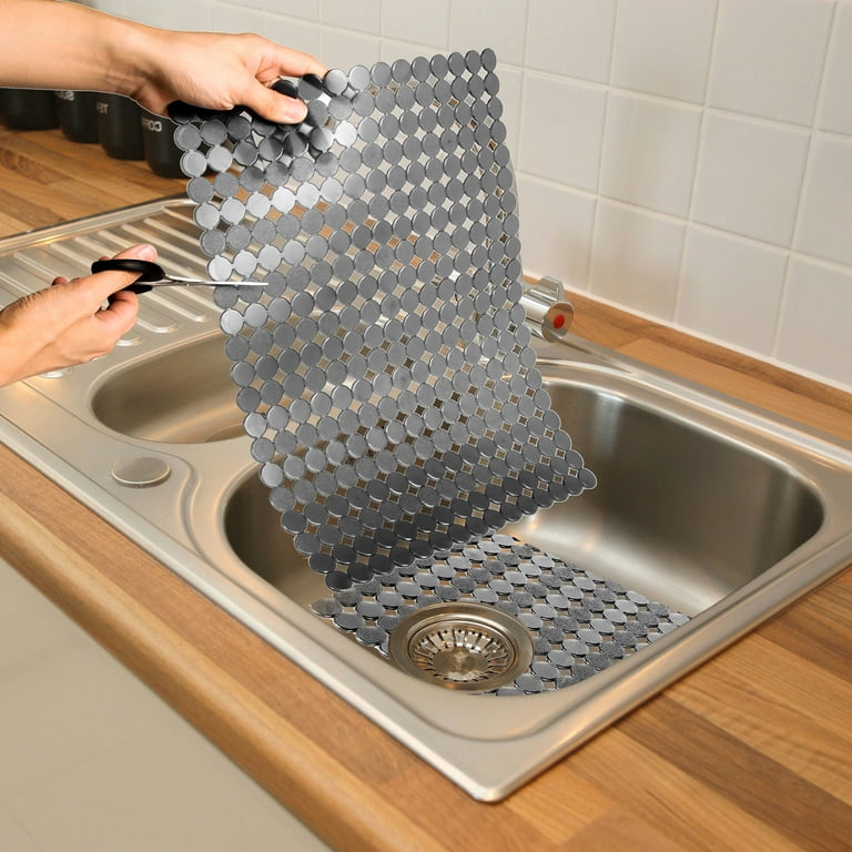 2 Pack Adjustable PVC Kitchen Sink Mats Fast Draining for Stainless Steel Ceramic 11.8x15.7in Black Translucent Walmart