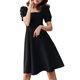 thumbnail image 1 of Gibobby Vestidos Casuales para Mujer Vestido casual de verano para mujer Vestido de playa de manga corta con cuello cuadrado Vestido informal(Negro,CH), 1 of 5