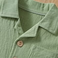 thumbnail image 6 of GYRATEDREAM Toddler Baby Boys Clothes Set Short Sleeve Button-Down Shirt Tops + Cotton Linen Shorts 2PCS Summer Outfit, 12-18M, 6 of 9