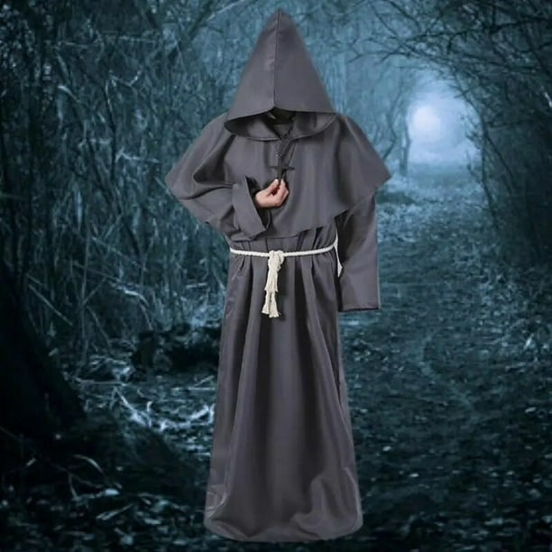 Disfraz de monje con capucha para adultos, bata de Halloween Unisex, traje de monje, juego de rol, decoración, ropa de Doctor Reaper, Demon Slayer