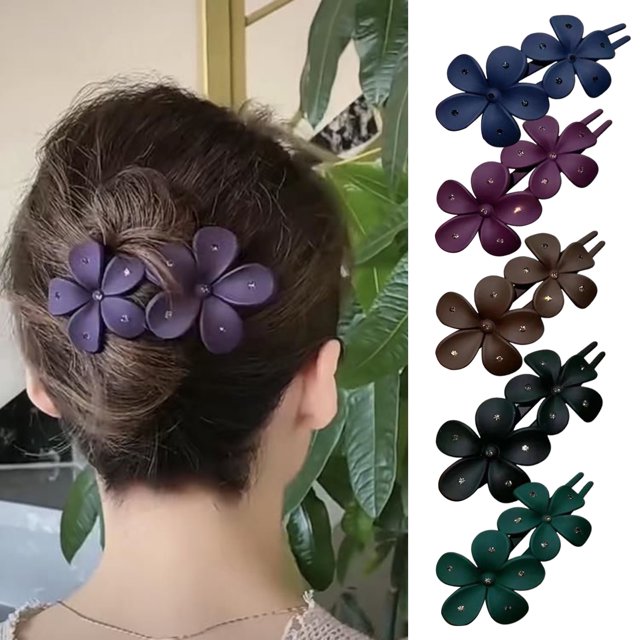 Horquilla para el pelo para mujer, decoración floral, color sólido, antideslizante, textura esmerilada, decoración de diamantes de imitación, herramienta ligera y antigrietas para peinar el cabello.