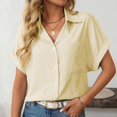 thumbnail image 2 of Striped Button Down Shirts for Women Business Casual Lapel Short Sleeved Tops with Pocket Trendy Casual Relaxed Fit Workout Tops, 2 of 4