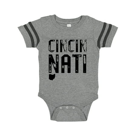 

Inktastic Cincinnati Ohio Distressed Font Gift Baby Boy or Baby Girl Bodysuit