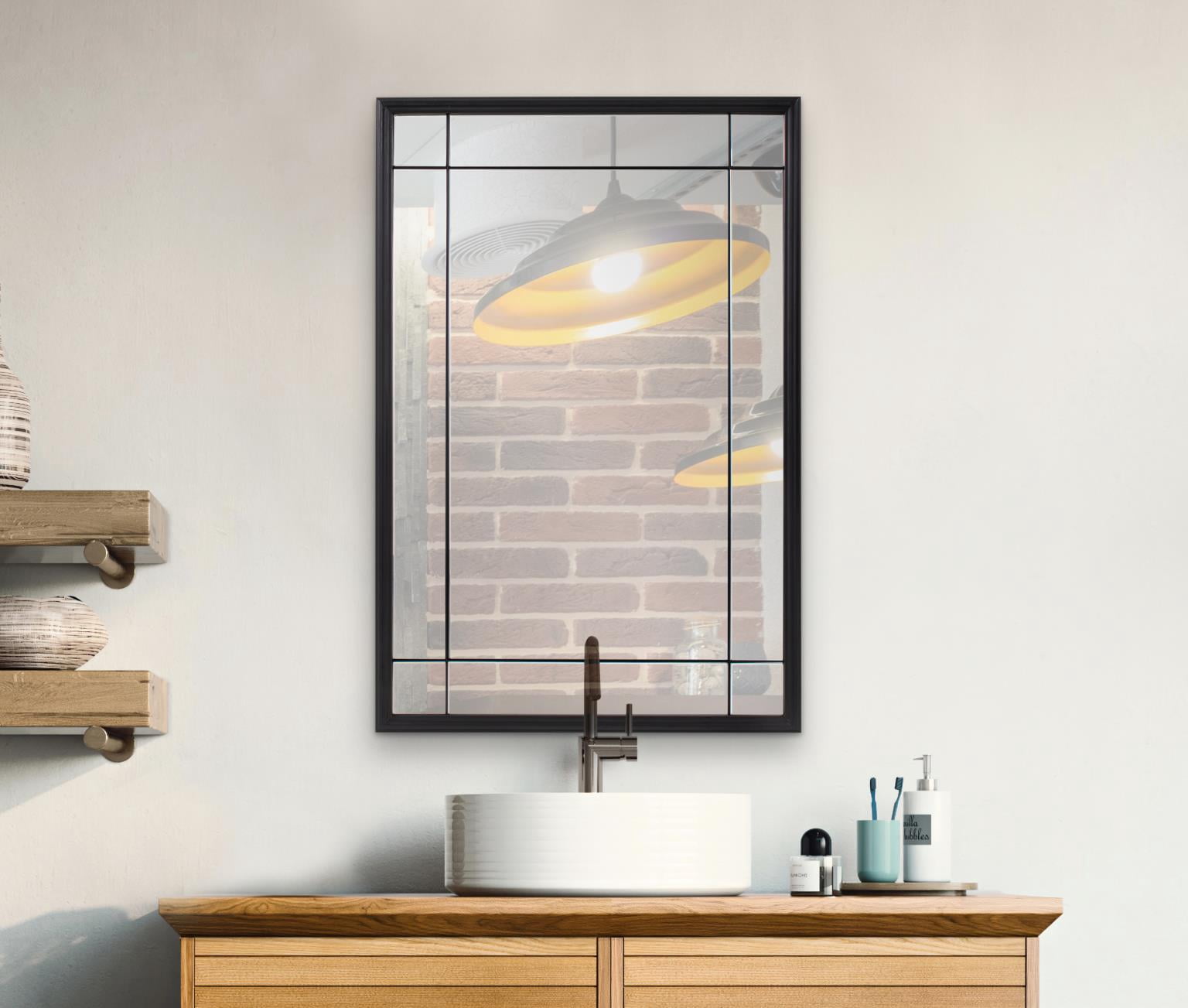 Tyler Dillon Antique Brass Metal French Multi-Panel Framed Vantiy and Wall Mirror - 36"H x 24"W