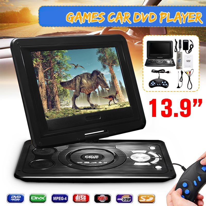 Master diploma Bestrating cruise 13.9 Inches Portable Mobile DVD HD Player with Game FM TV Function  270°Swivel Screen Black - Walmart.com