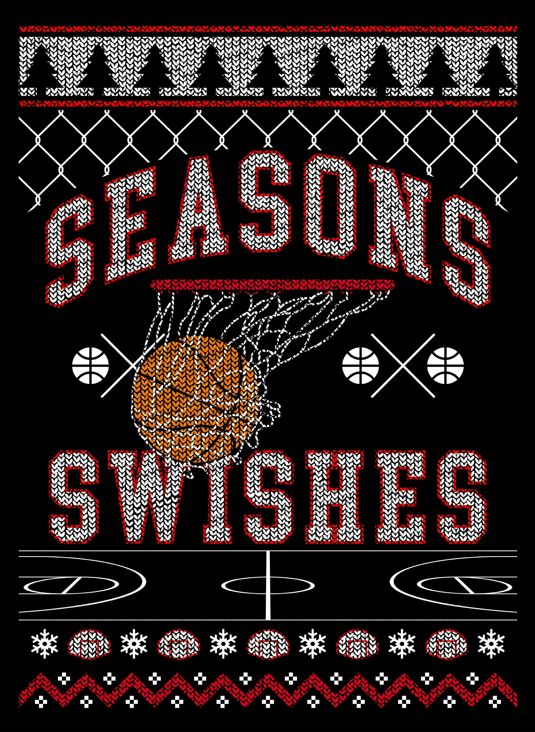  Basketball Player Ugly Christmas Sweater Seasons Swishes  Sweatshirt : Sports & Outdoors