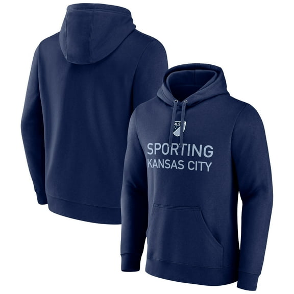 Men's Navy Sporting Kansas City Shielded Logo Pullover Hoodie