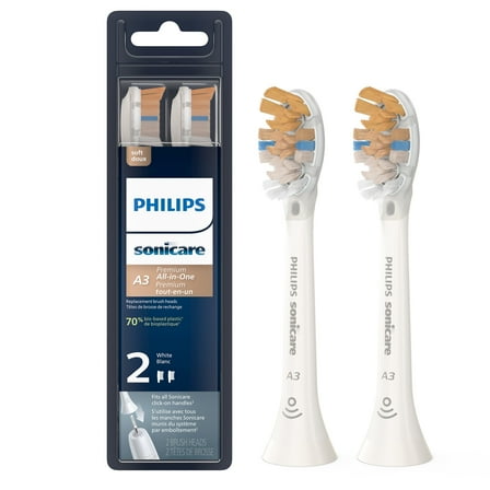 Philips Sonicare Premium All-In-One (A3) Replacement Toothbrush Heads, HX9092/65, Smart Recognition, White 2-pk