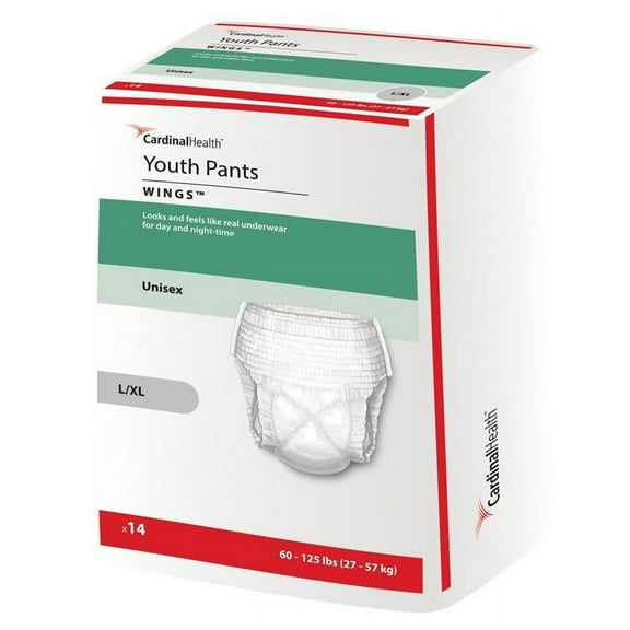 Cardinal 77073100 Curity Youth Heavy Absorbent Underwear, White - Large - Pack of 14