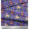 thumbnail image 3 of Soimoi Silk Fabric Leaves & Rabbit Animal Decor Fabric Printed Yard 42 Inch Wide, 3 of 3