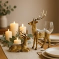 thumbnail image 2 of Resin Christmas Deer Figurines Set of 2 – Snow-Dusted Standing & Lying Pair Hand-Painted Gift-Ready Mantel Tabletop Holiday Reindeer Decor (Brown Reindeer), 2 of 15