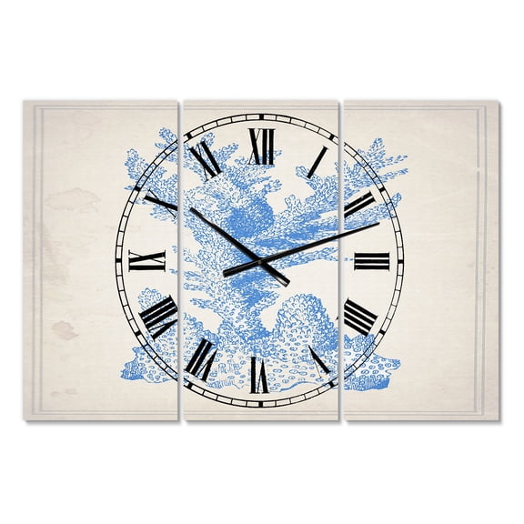 Designart 'Blue Coral 1' Large Nautical & Coastal Wall Clock