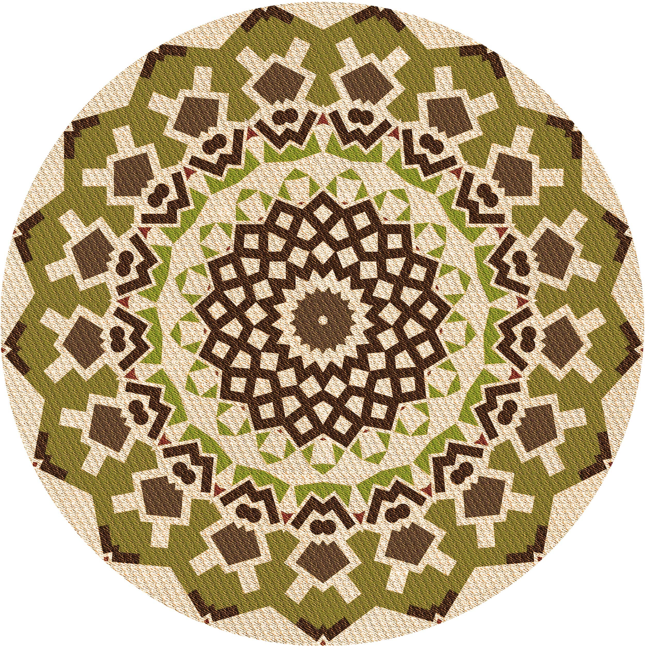 Ahgly Company Indoor Round Patterned Khaki Gold Area Rugs, 3' Round