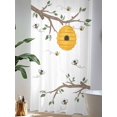 thumbnail image 4 of Sheer Curtains 84 Inches Long, Bees Branches Semi Sheer Curtains Light Filtering Window Treatment, Farmhouse Spring Botanical Watercolor Privacy Voile Drapes for Living Room Bedroom 52x84 Inch, 4 of 7