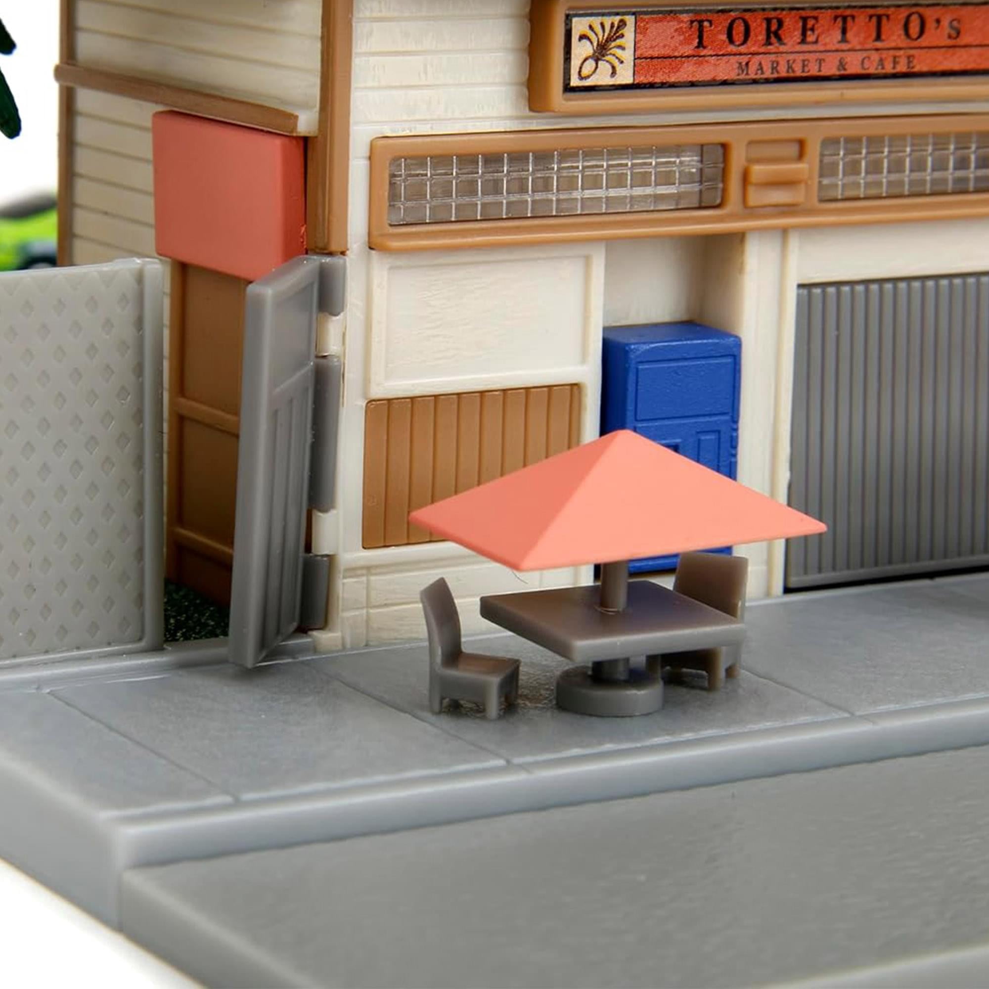 Jada Toys Fast & Furious Nanoscene: Toretto's Market & Cafe with 2 Nano Vehicles – Highly Detailed Movie Replica Playset, Collectible Scene for Ages 8+