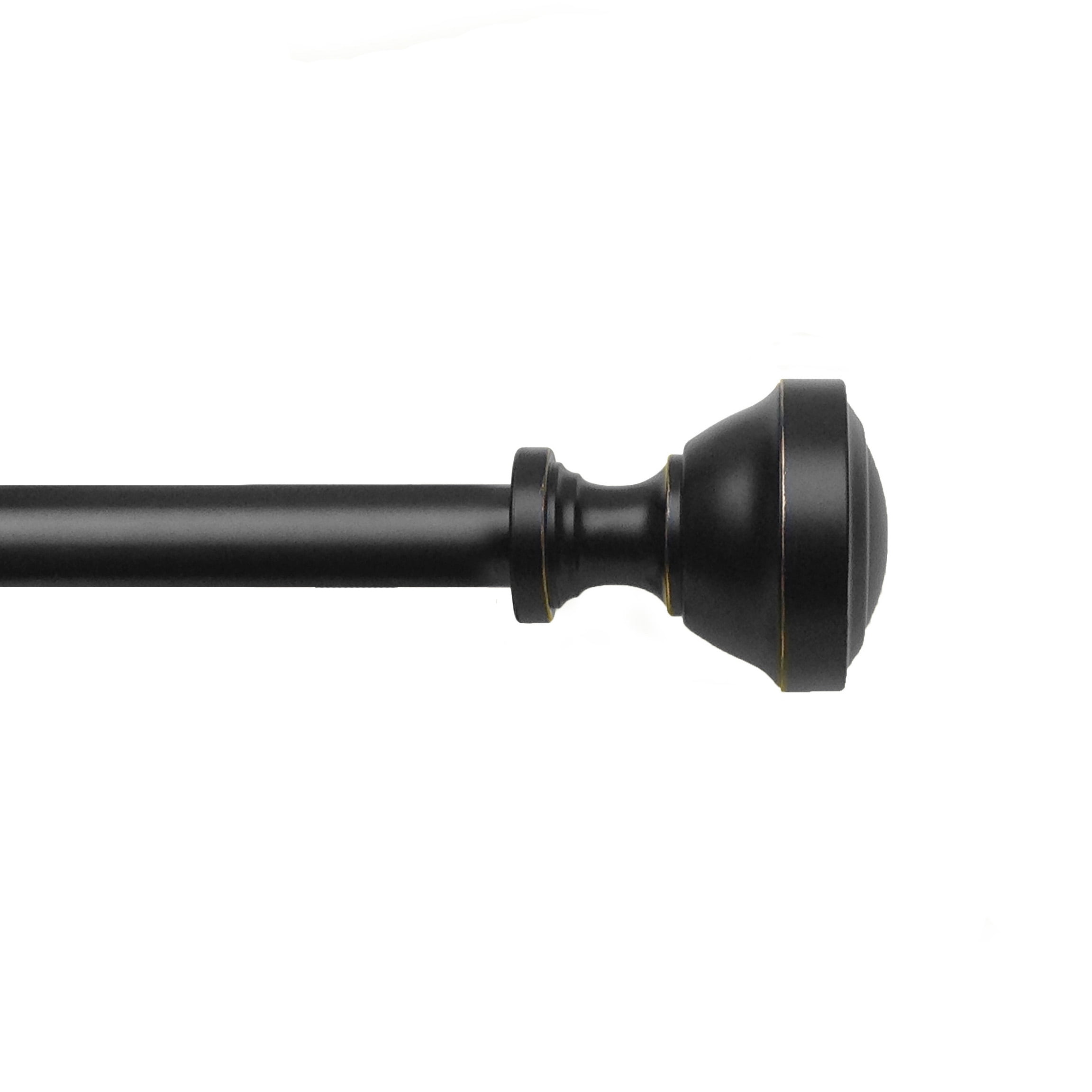 Mainstays 3/4" Matte Black Urn Single Curtain Rod, 3084", Black