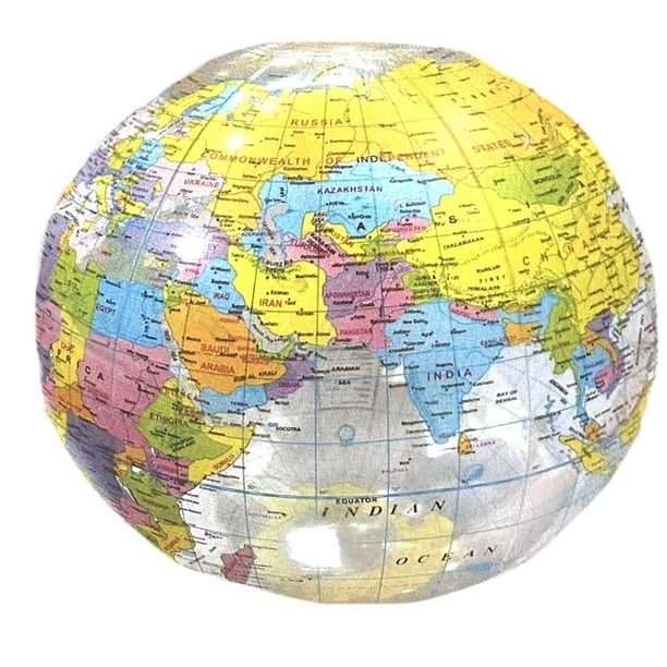 World Map Educational Geography Inflatable Transparent Round Ball ...