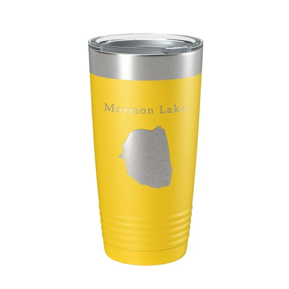 Mormon Lake Map Tumbler Travel Mug Insulated Laser Engraved Coffee Cup Arizona 20 oz Yellow