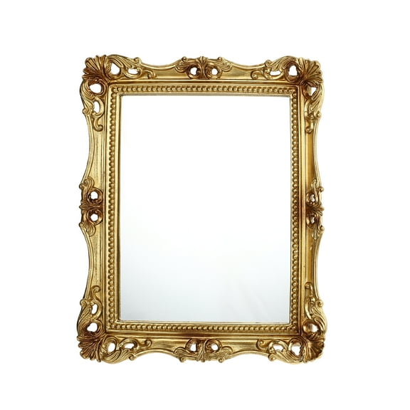 OUNONA Golden Cosmetic Mirror with Carved Pattern for Desktop and Wall Decor, Elegant Vanity Mirror for Home and Bathroom