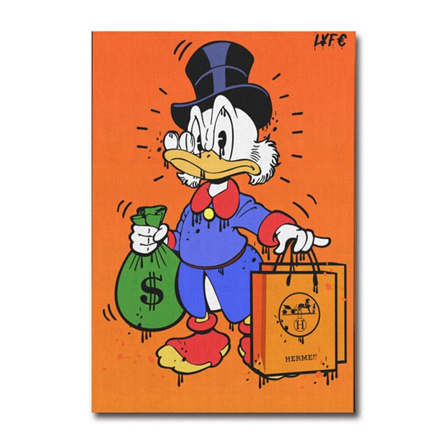 Disney Graffiti Canvas Poster Pop Fashion Style Mickey Mouse Donald Duck Home Wall Art Painting Prints Living Room Decor Murals40X60cm Unframed Gao Jinjia LED