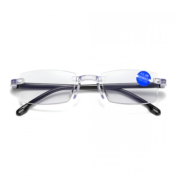 GJX Rimless Progressive Multifocus Reading Glasses Blue Light Blocking No Line Multifocal Computer Readers for Women Men Rectangular Eyewear Titanium Lightweight Magnification Presbyopia
