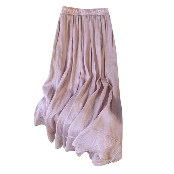 Cavosen Plus Size Skirts Cotton Elastic Waist Midi Skirts A Line Solid Short Skirts Elegant Bussiness Club Skirt