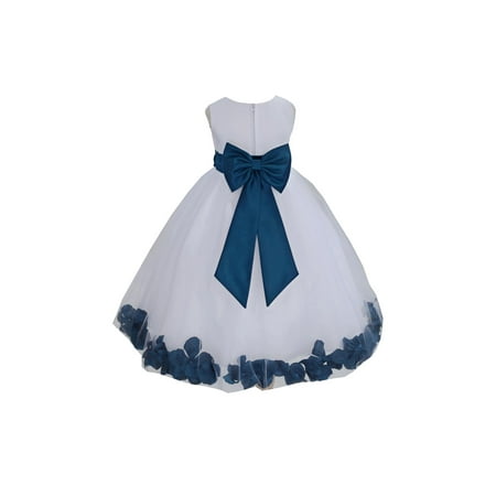 

Ekidsbridal Wedding Pageant Rose Petals White Tulle Junior Bridesmaid Toddler Dress Summer Easter Dress First Communion Girls Clothing Holiday Recital Dress Princess 302T size 8 Flower Girl Dress