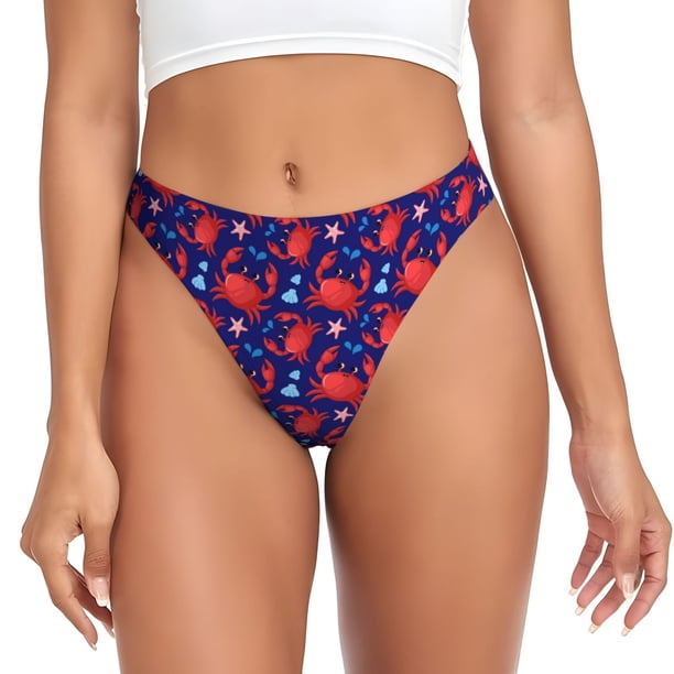 Fotbe Cute Crabs Tanga Sin Costuras para Mujer con Estampado – Panties Invisibles, Transpirables y Cómodos para Uso Diario-X-Small