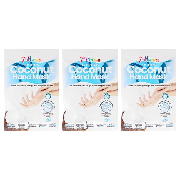 Mascarilla suavizante de coco 7th Heaven Kids, 3 pares para manos